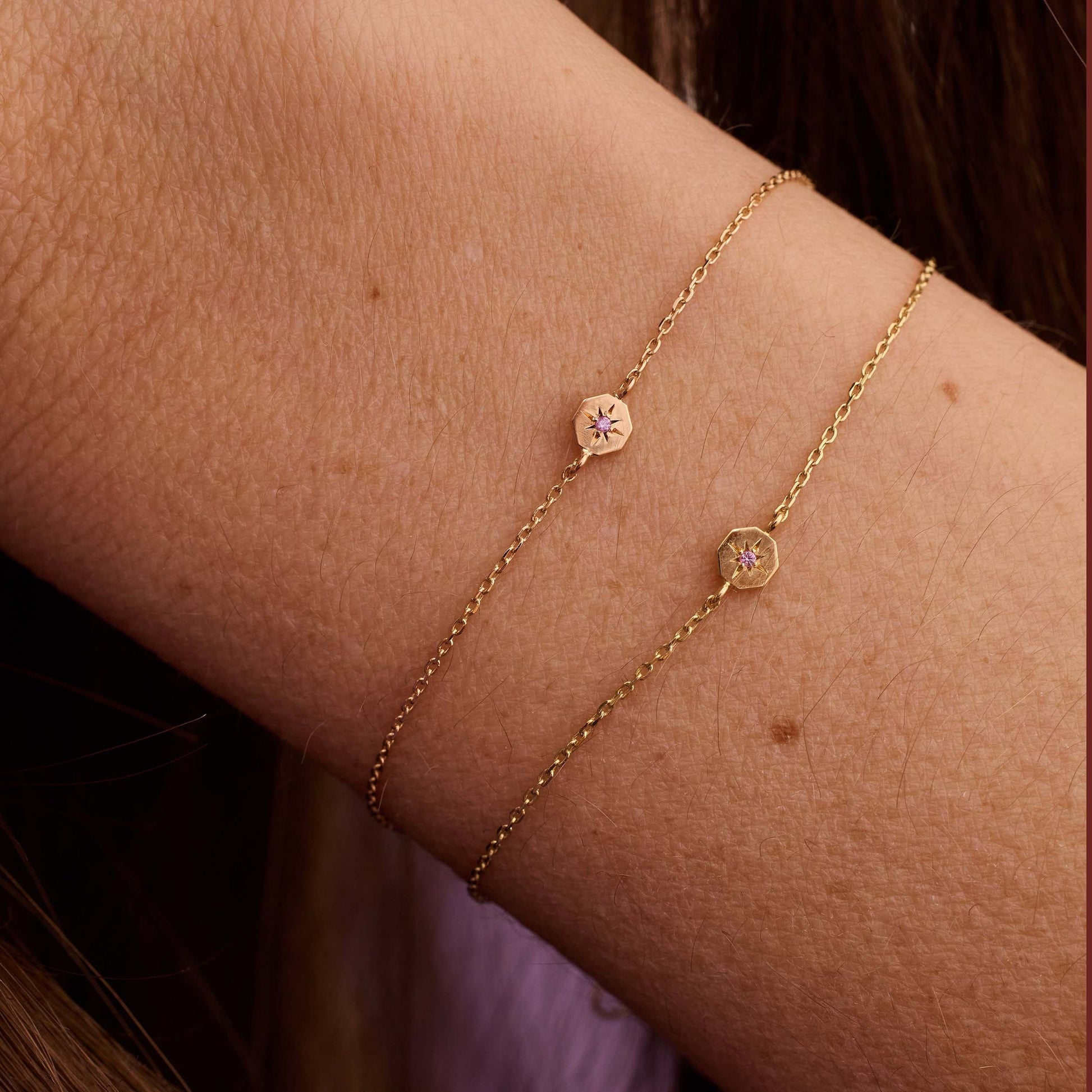 Bracelet Éternité - Or 18 carats et saphir rose