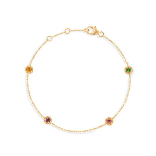 Bracelet Marguerite Arc-en-ciel - Or 18 carats et pierres de couleur