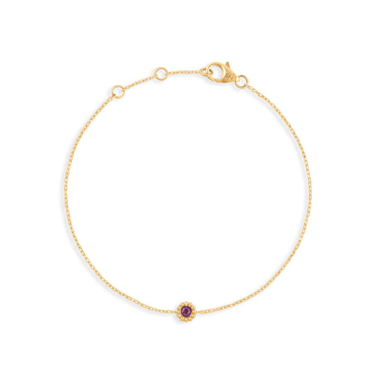 Bracelet Marguerite améthyste - Or jaune 18 carats