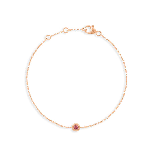 Bracelet Marguerite saphir rose - Or rose 18 carats