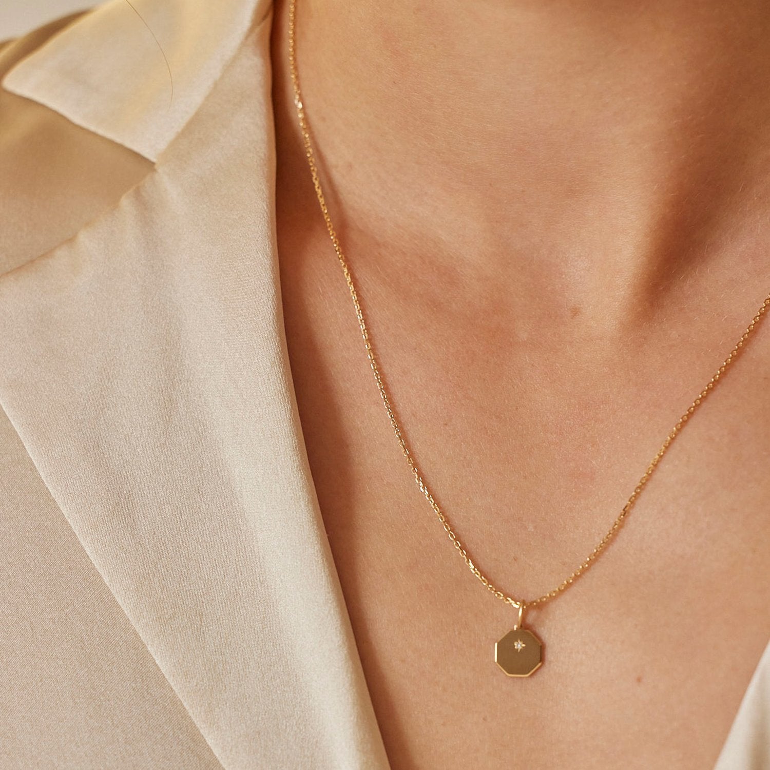 Médaille Mini Éternité - Or 18 carats et diamant