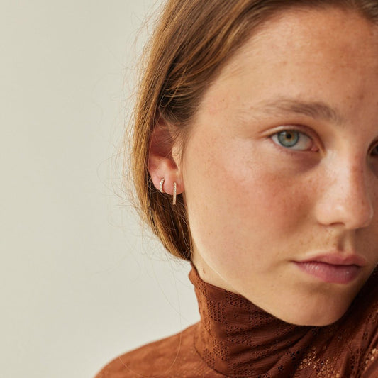 Créole Ligne Diamants M - Or 18 carats et diamants