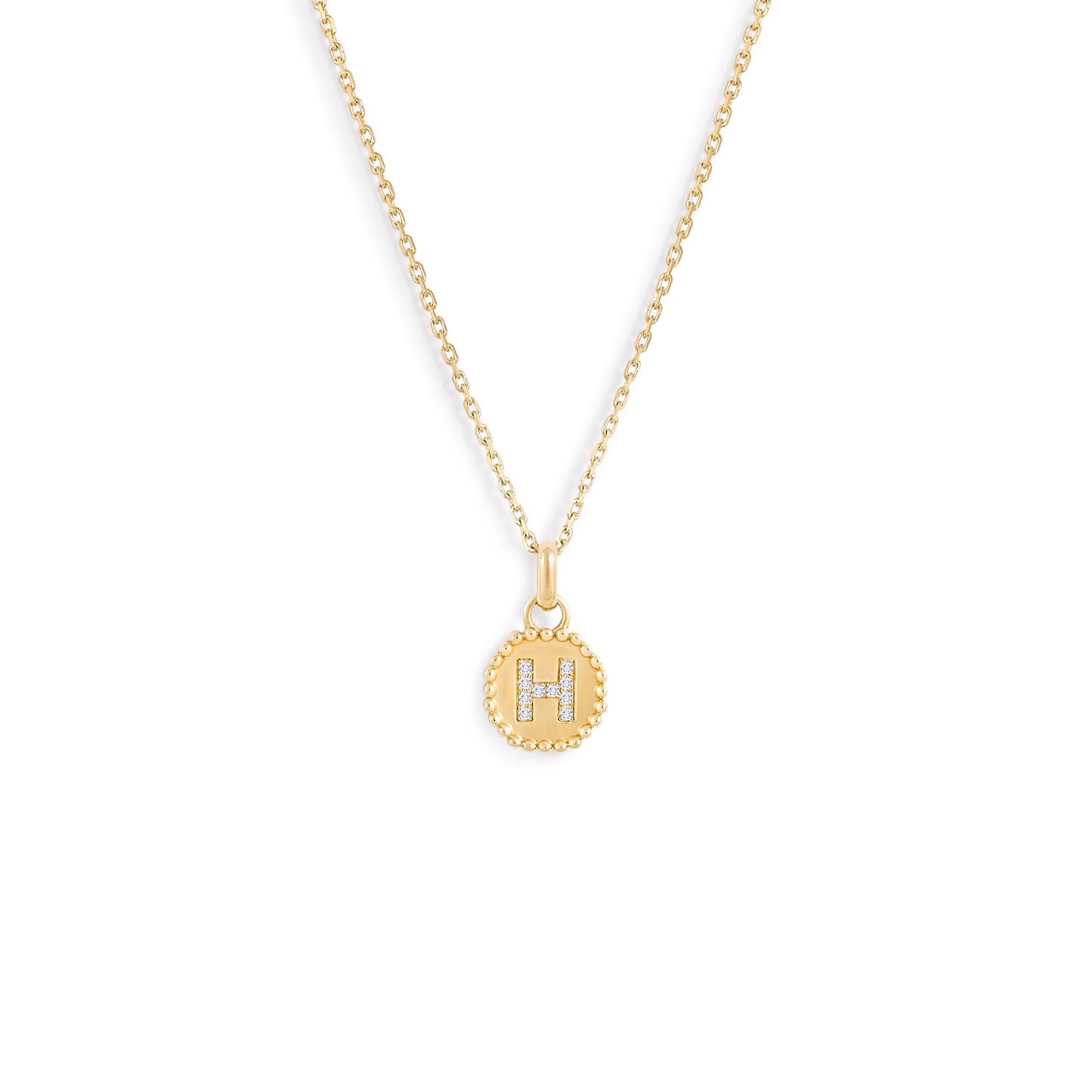 Médaille Alphabet perles d'or - Or 18 carats et diamants