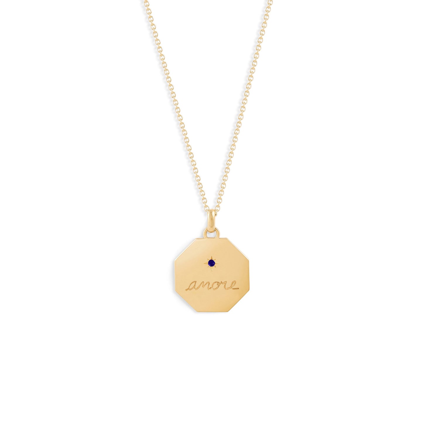 Médaille Amore - Or jaune 18 carats et saphir bleu