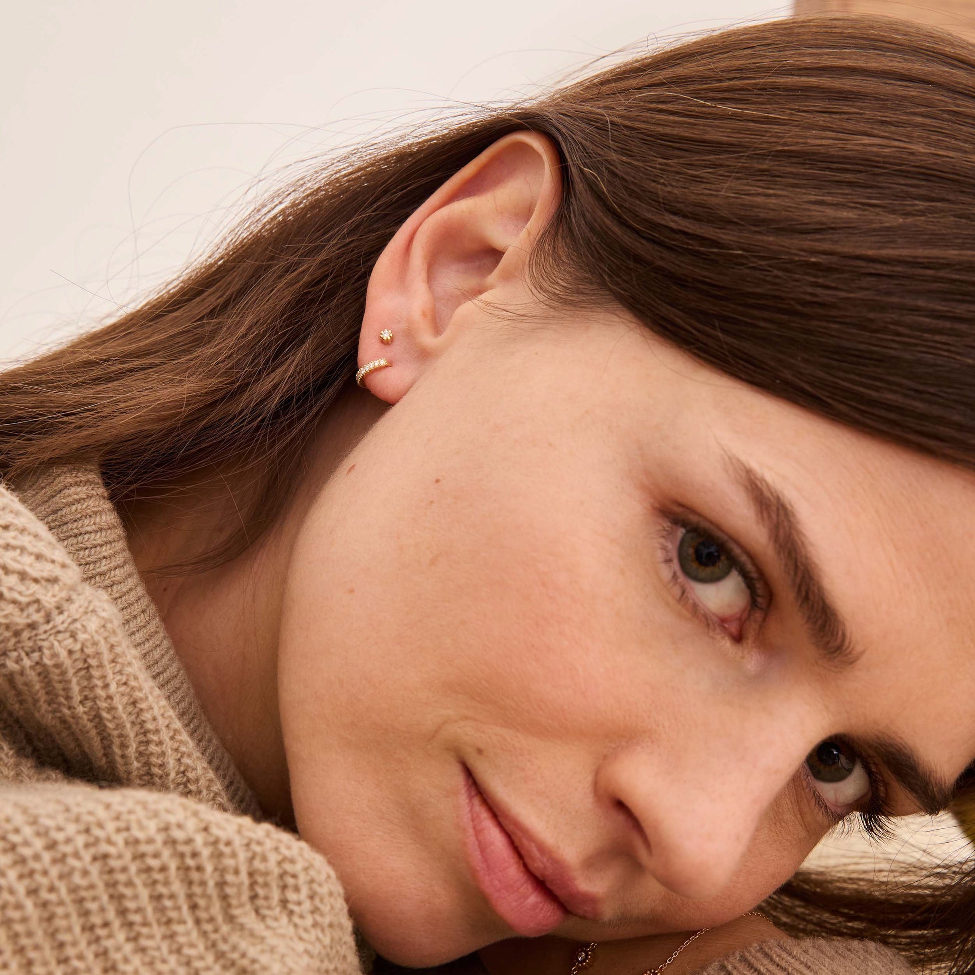 Créole Ligne Diamants - Or 18 carats et diamants