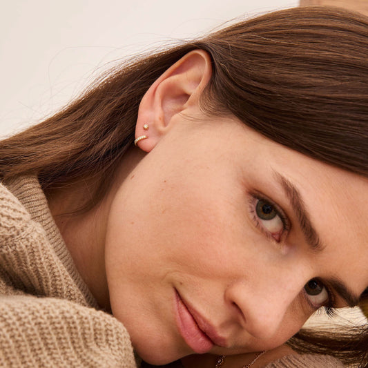 Créole Ligne Diamants - Or 18 carats et diamants