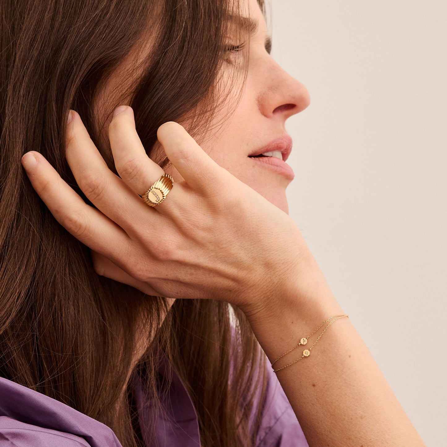 Chevalière Alphabet perles d'or