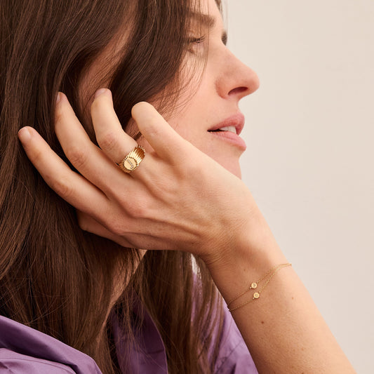 Chevalière Alphabet perles d'or