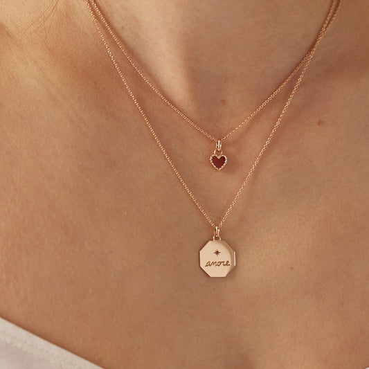 Médaille Amore Rouge - Or rose 18 carats et rubis