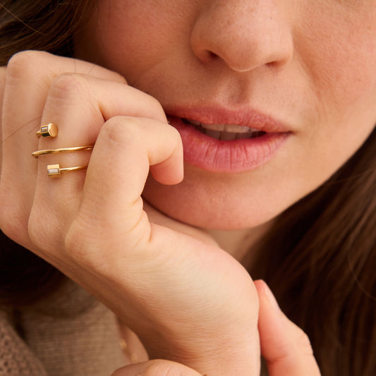 Bague P 22 Double Tour - Or 18 carats et diamants baguettes