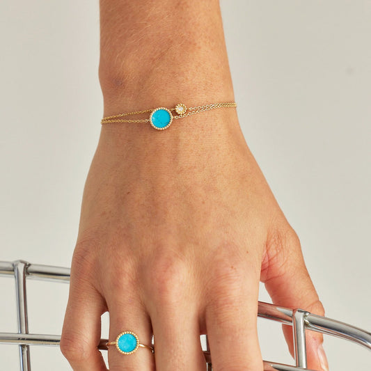 Bracelet Nuances Turquoise - Or jaune 18 carats