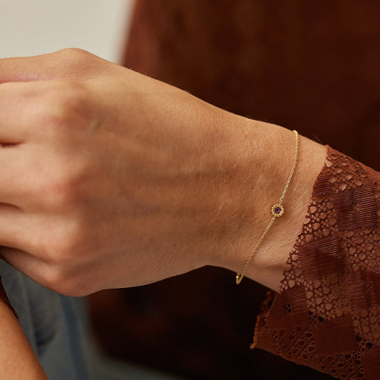 Bracelet Marguerite améthyste - Or jaune 18 carats