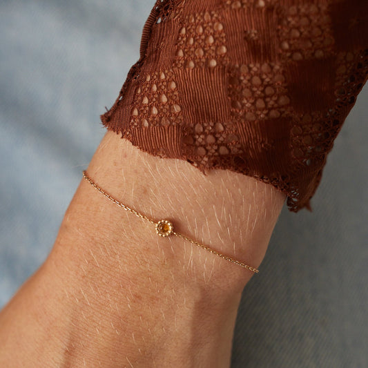 Bracelet Marguerite saphir orange - Or rose 18 carats