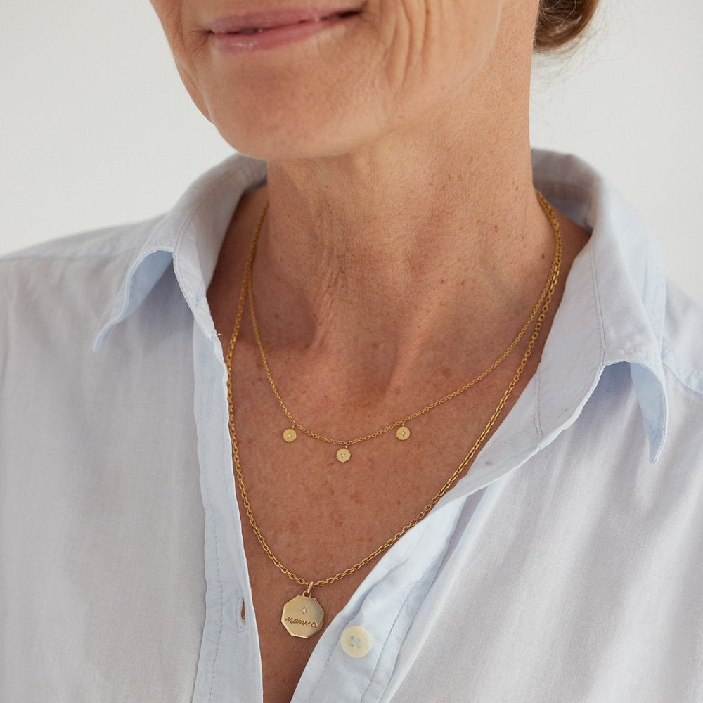 Médaille Mamma - Or 18 carats et diamant