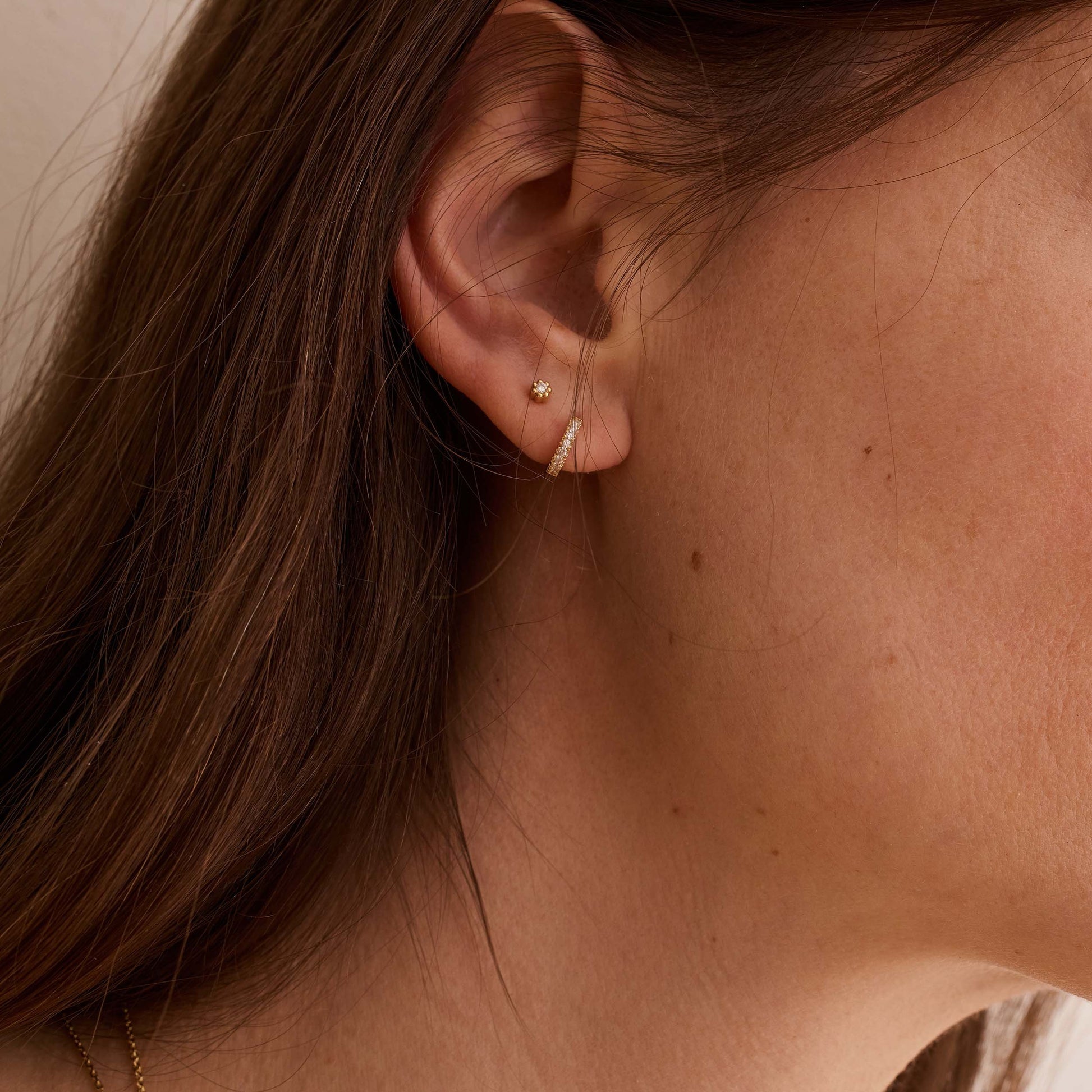 Créole Ligne Diamants - Or 18 carats et diamants