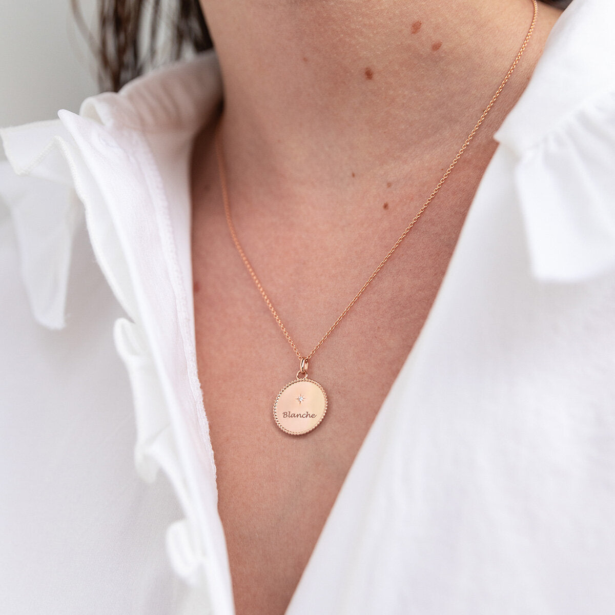 Médaille My Poinçon 22 perles d'or ronde - Or 18 carats