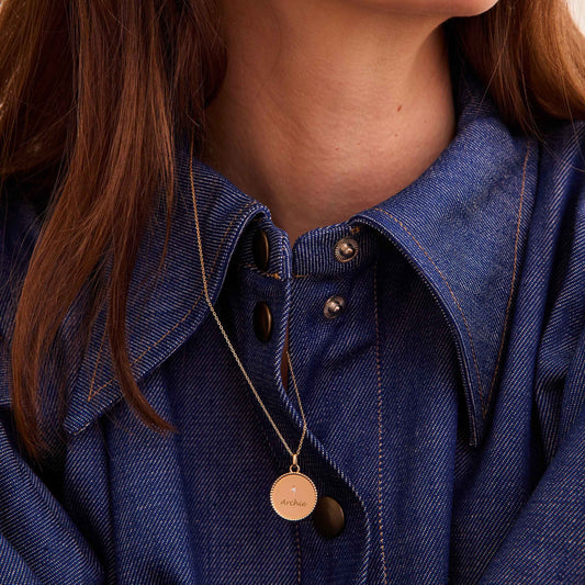 Médaille My Poinçon 22 perles d'or ronde - Or 18 carats