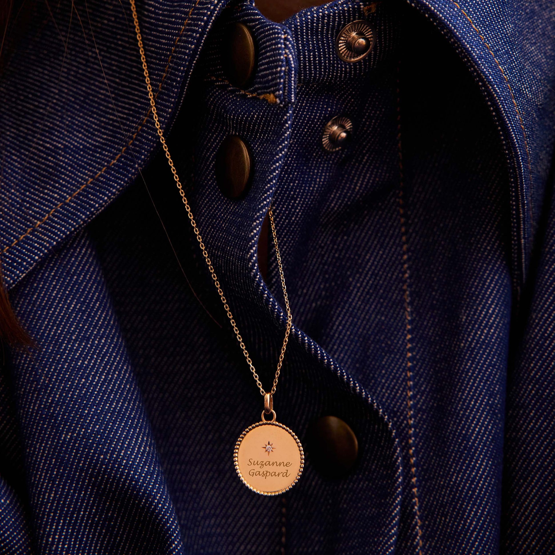 Médaille My Poinçon 22 perles d'or ronde - Or 18 carats