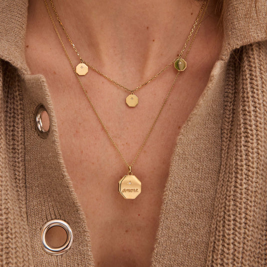 Médaille Amore - Or 18 carats et diamant