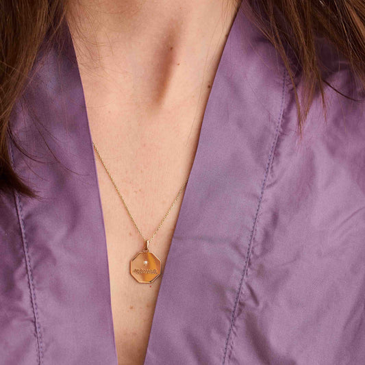 Médaille Mamma - Or 18 carats et diamant