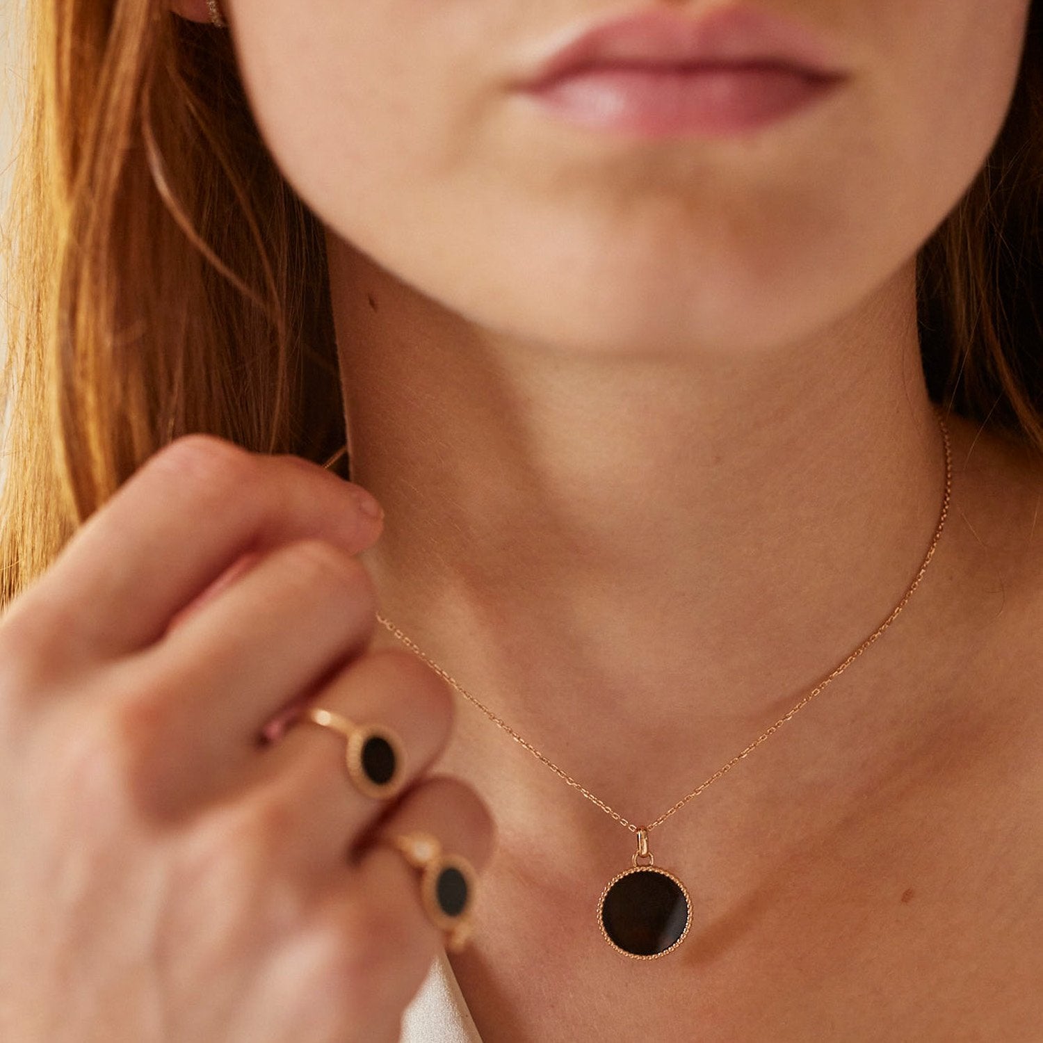 Médaille Nuances Onyx - Or rose 18 carats