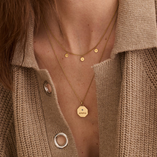 Médaille Amore - Or jaune et saphir bleu