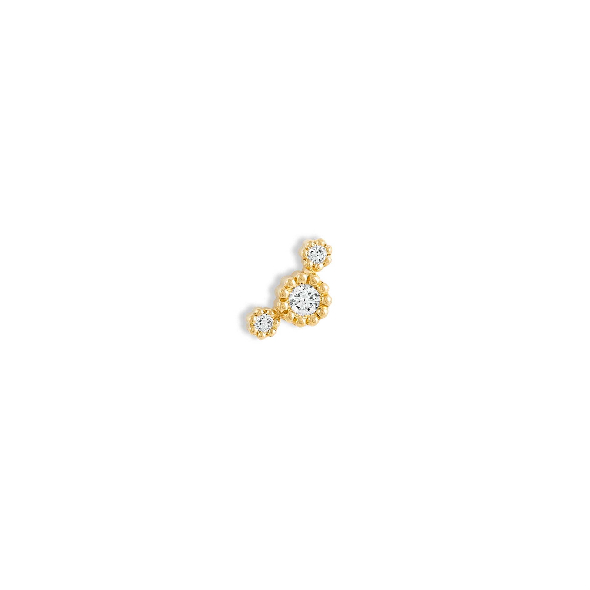 Puce d'oreille Marguerite Trio - Or 18 carats et diamant