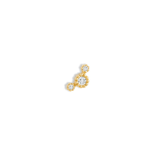 Puce d'oreille Marguerite Trio - Or 18 carats et diamant