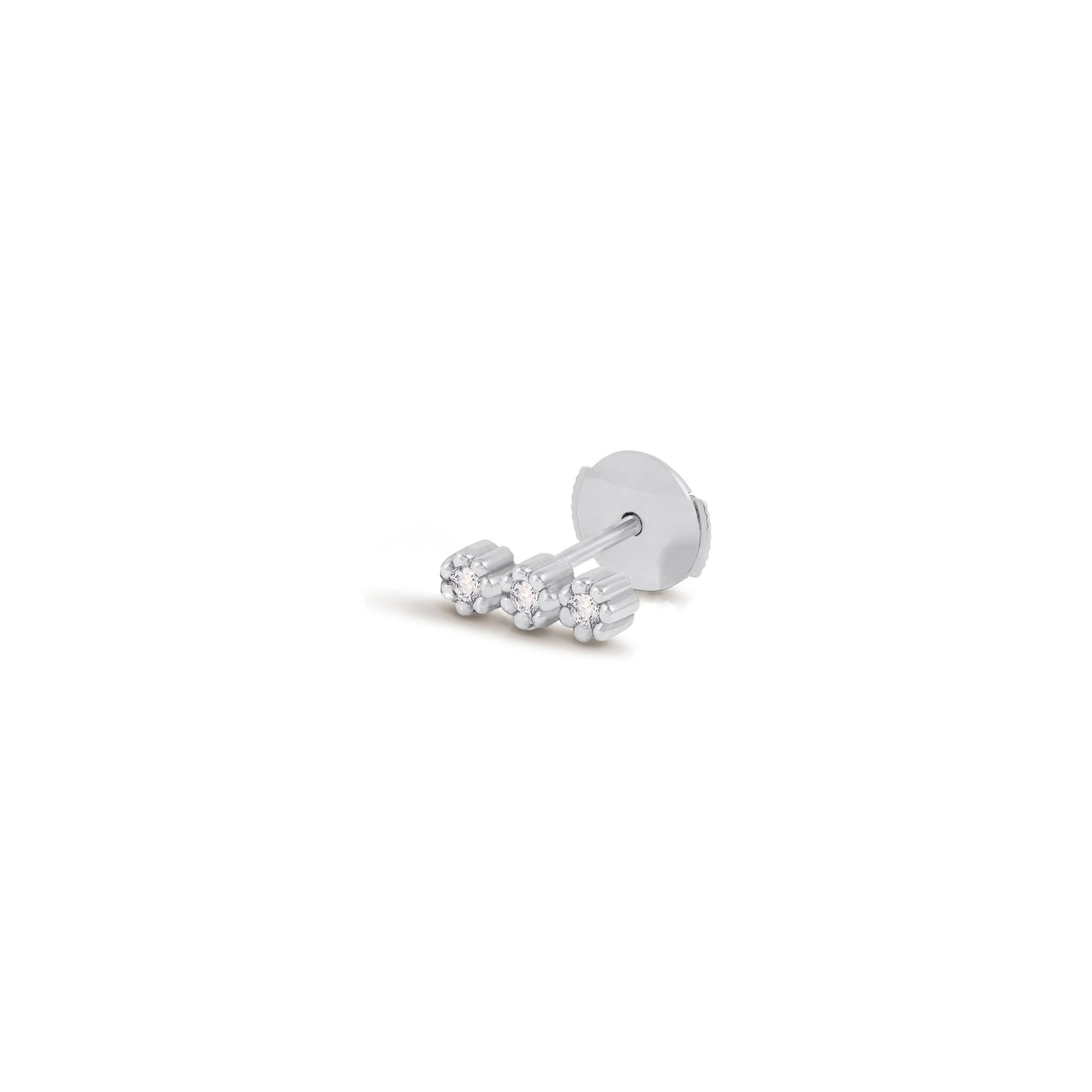 Puce d'oreille barrette Mini Marguerite - Or 18 carats et 3 diamants