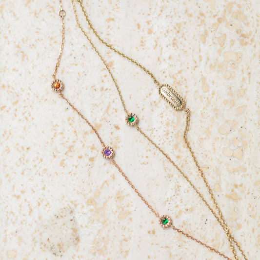 Bracelet Marguerite Arc-en-ciel - Or 18 carats et pierres de couleur