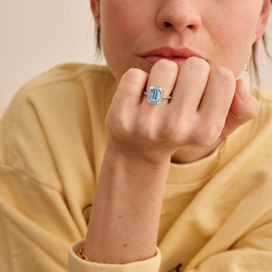 Bague Art Déco - Aigue-marine
