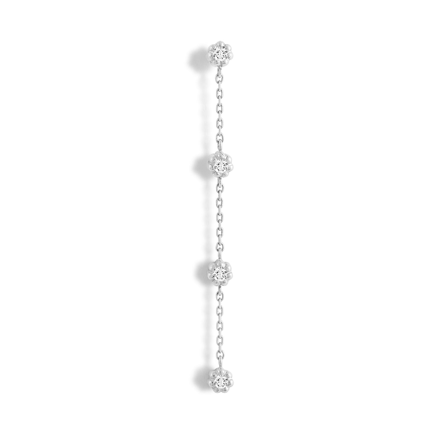 Boucle d'oreille pendante Mini Marguerite L - Or 18 carats et diamants