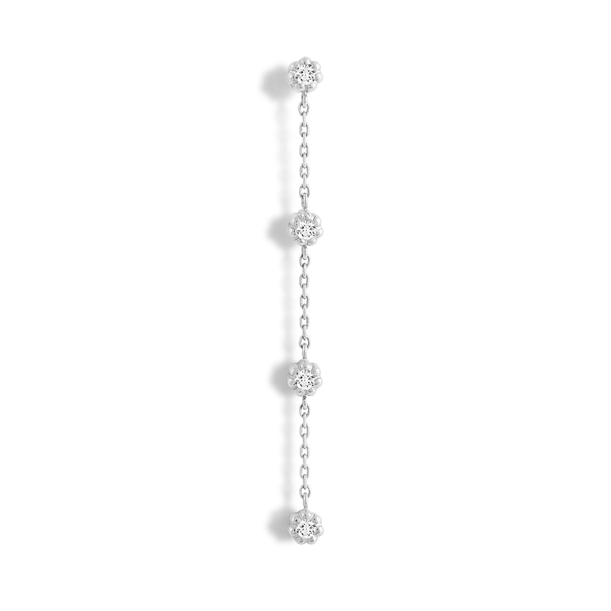Boucle d'oreille pendante Mini Marguerite L - Or 18 carats et diamants