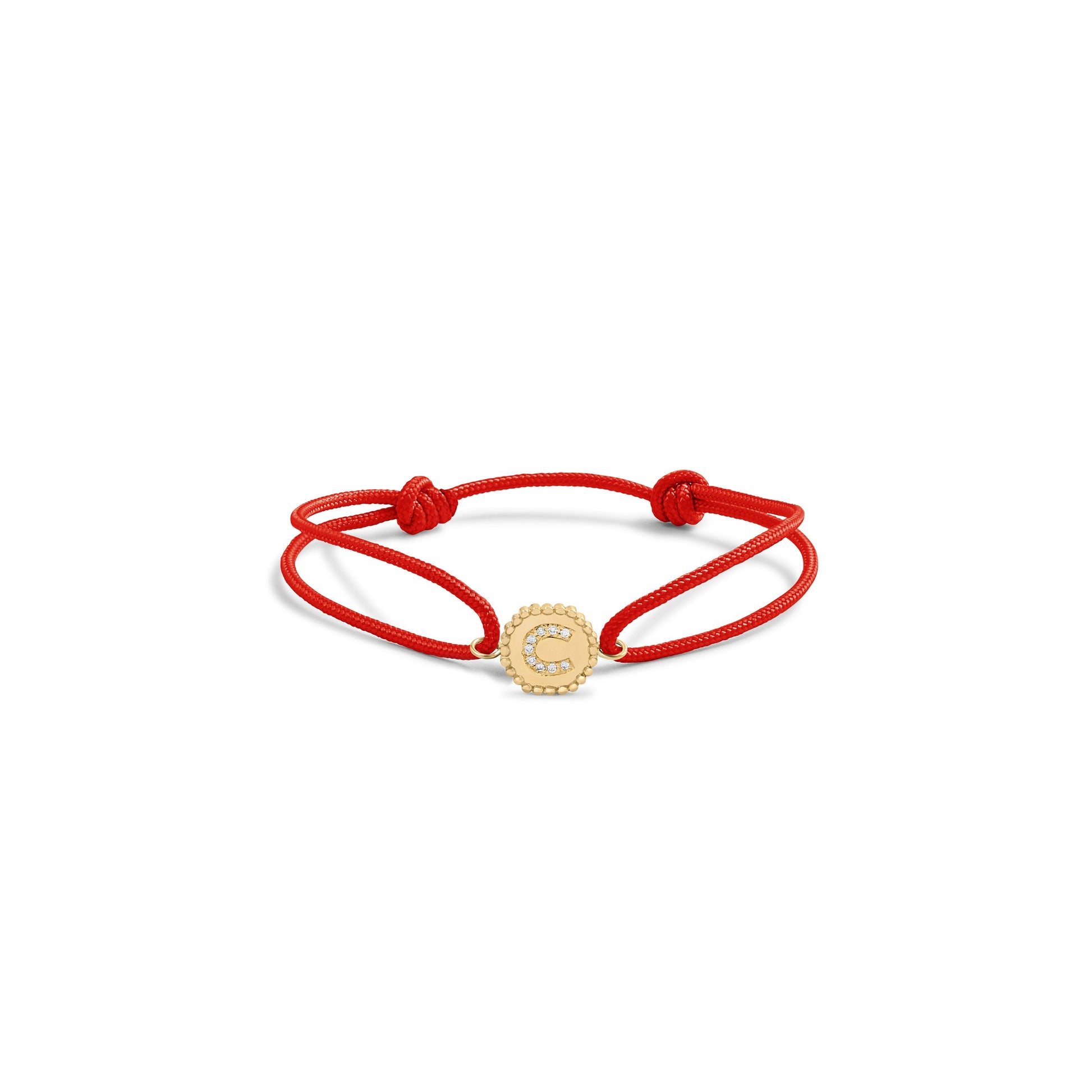 Bracelet cordon Alphabet perles d'or - Or 18 carats  et diamants