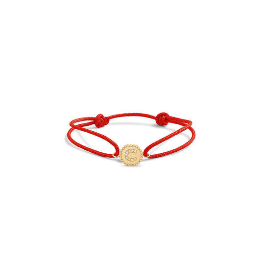 Bracelet cordon Alphabet perles d'or - Or 18 carats  et diamants