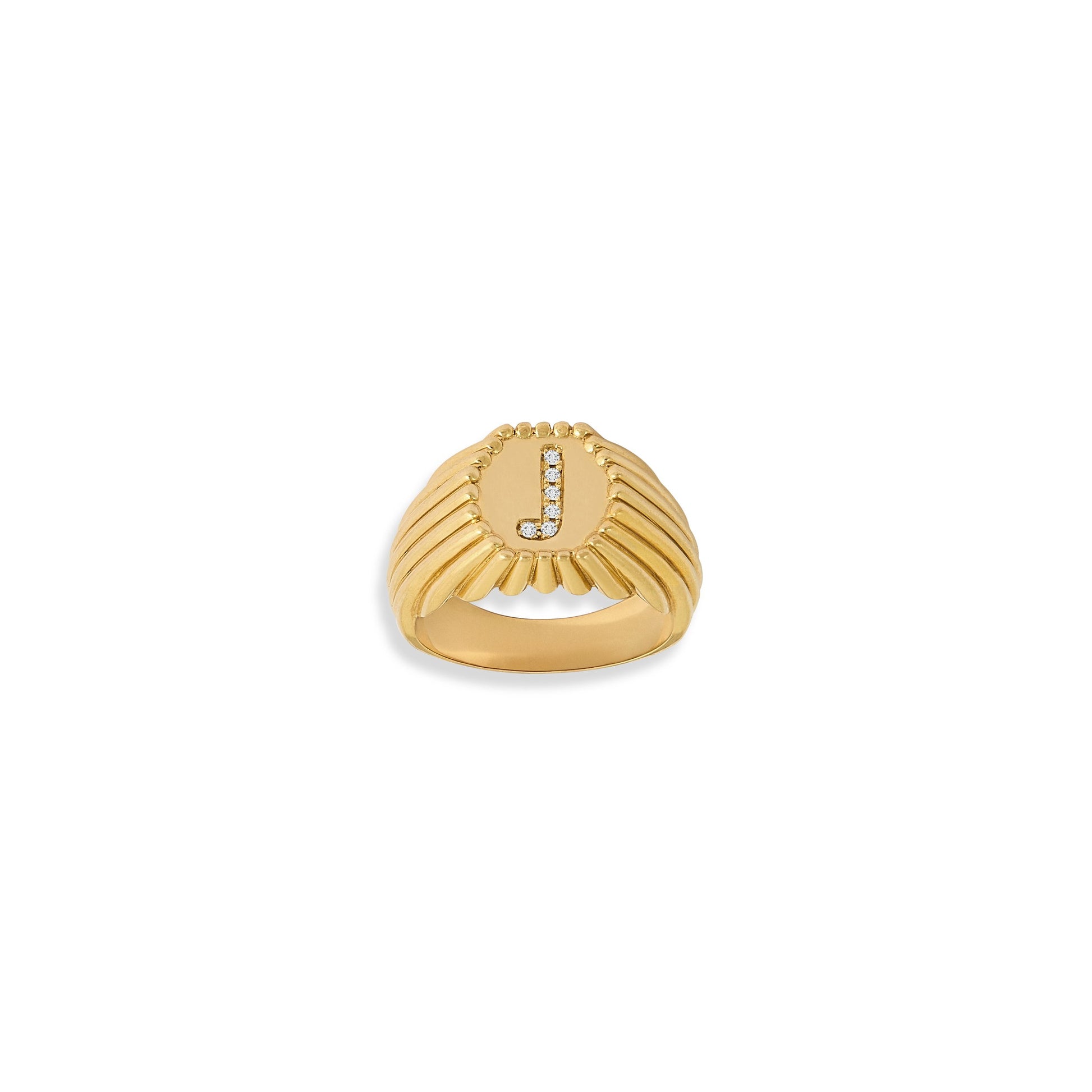 Chevalière Alphabet perles d'or - Or 18 carats  et diamants