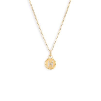 Médaille Alphabet perles d'or - Or 18 carats  et diamants