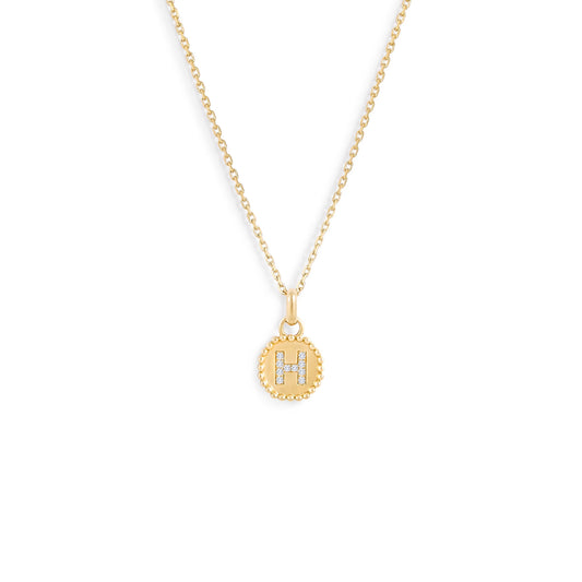 Médaille Alphabet perles d'or - Or 18 carats  et diamants