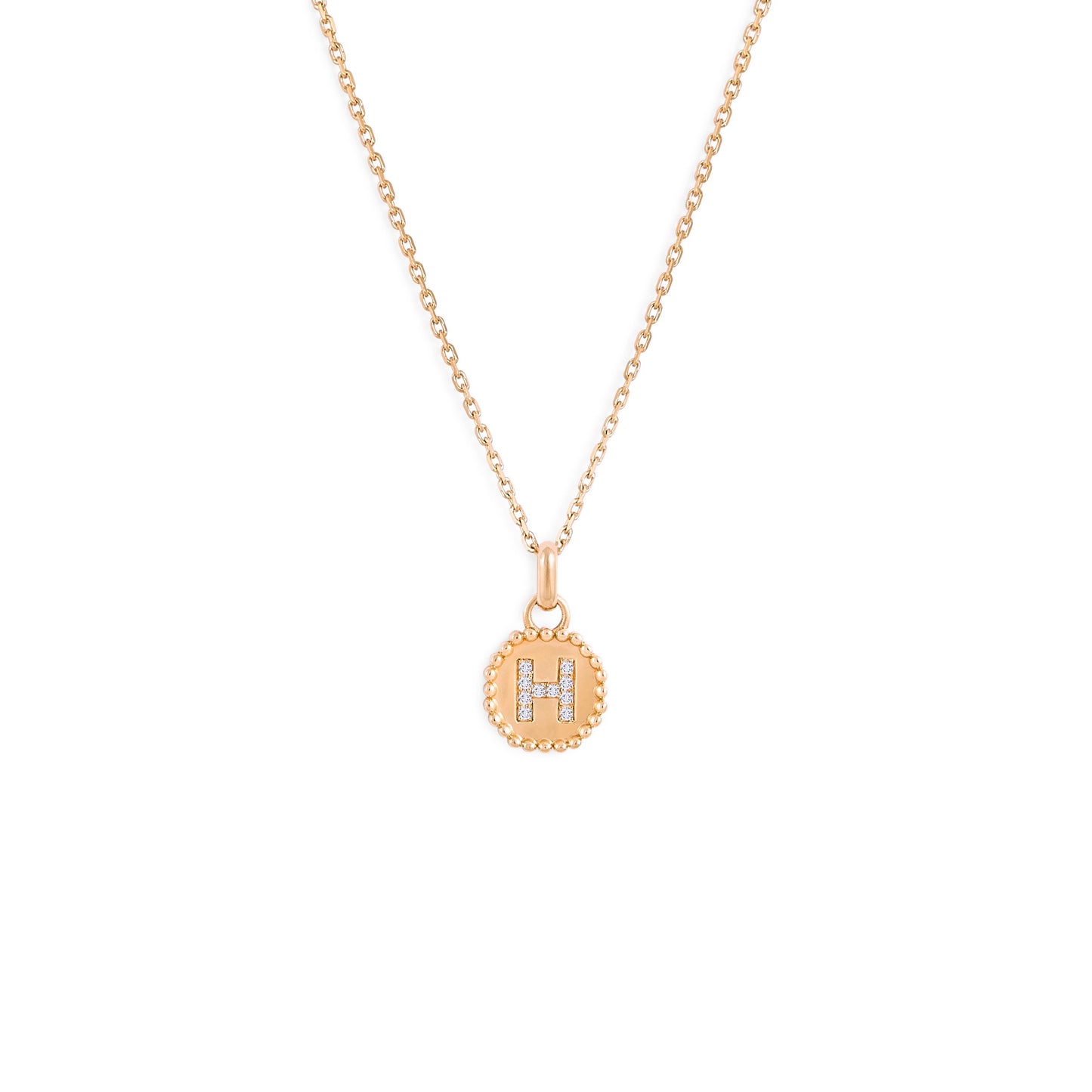 Médaille Alphabet perles d'or - Or 18 carats  et diamants