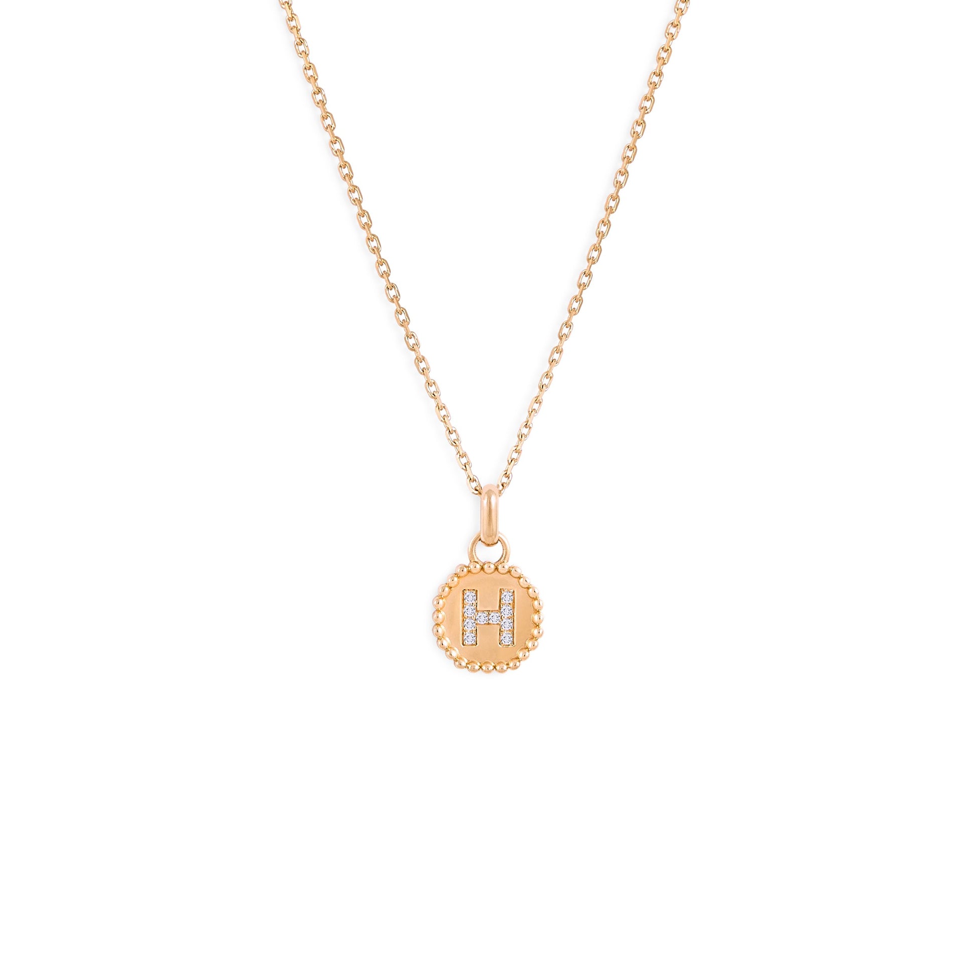 Médaille Alphabet perles d'or - Or 18 carats  et diamants