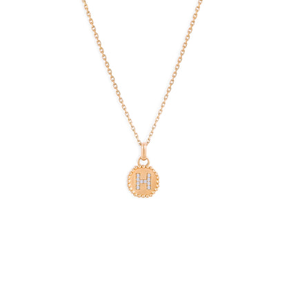 Médaille Alphabet perles d'or - Or 18 carats  et diamants