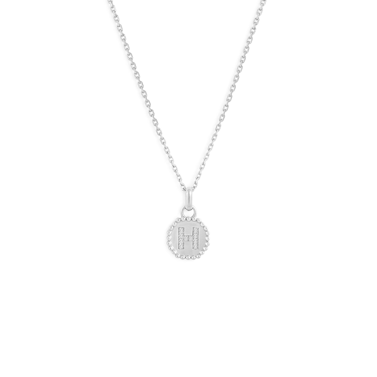 Médaille Alphabet perles d'or - Or 18 carats  et diamants