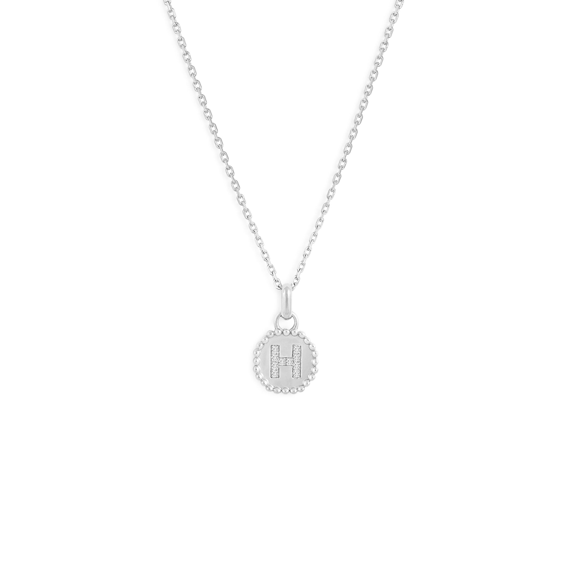 Médaille Alphabet perles d'or - Or 18 carats  et diamants