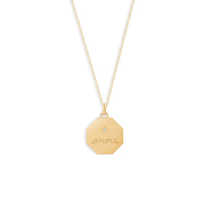 Médaille Amore - Or 18 carats et diamant