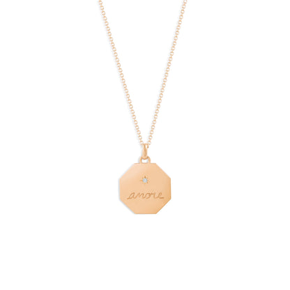 Médaille Amore - Or 18 carats et diamant