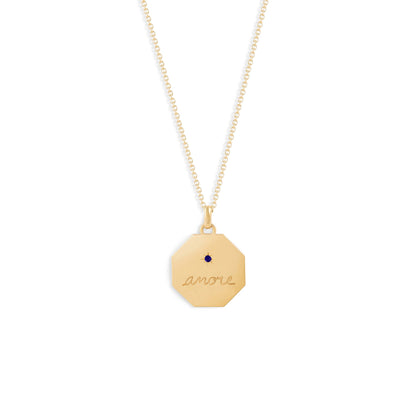 Médaille Amore - Or jaune 18 carats et saphir bleu