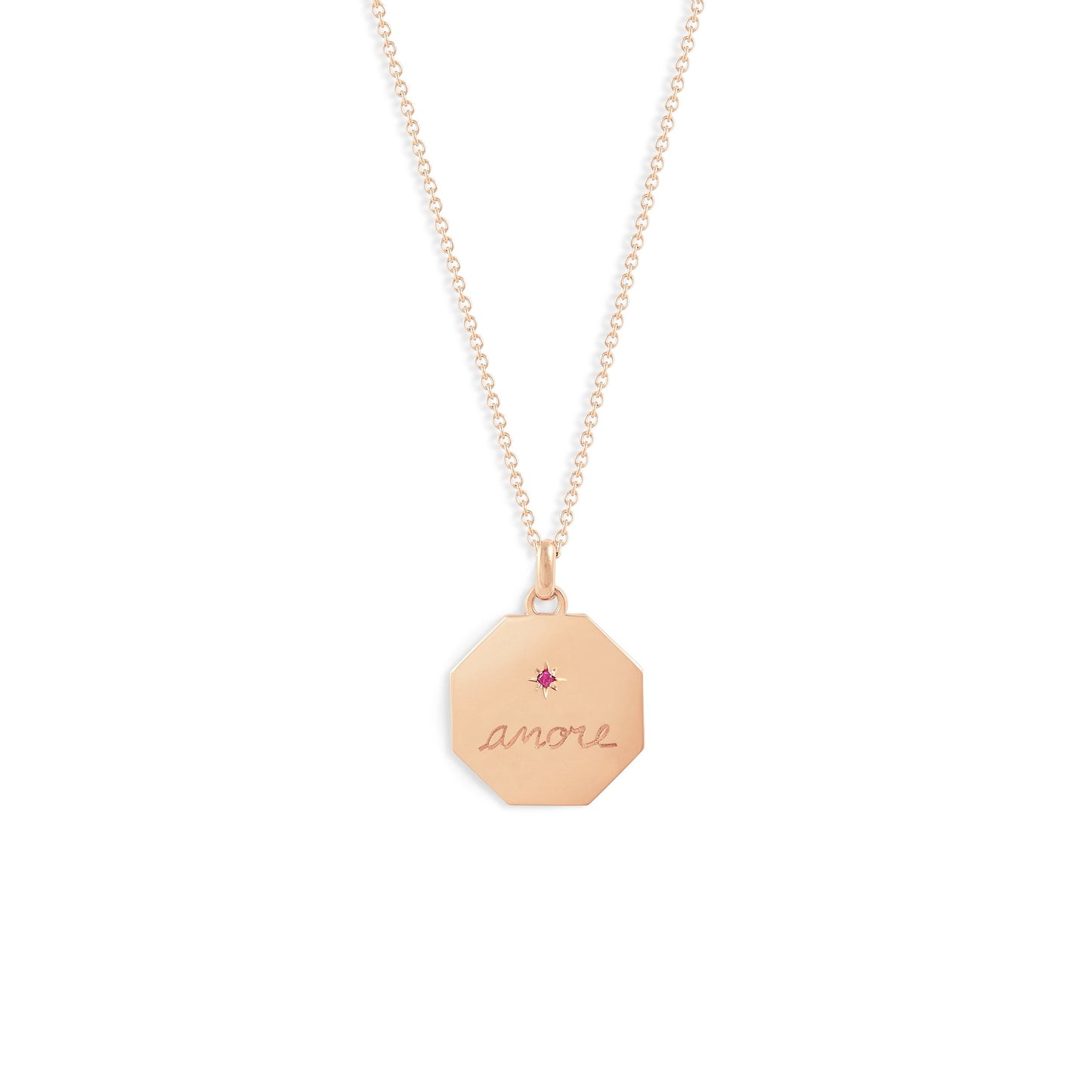 Médaille Amore Rouge - Or rose 18 carats et rubis