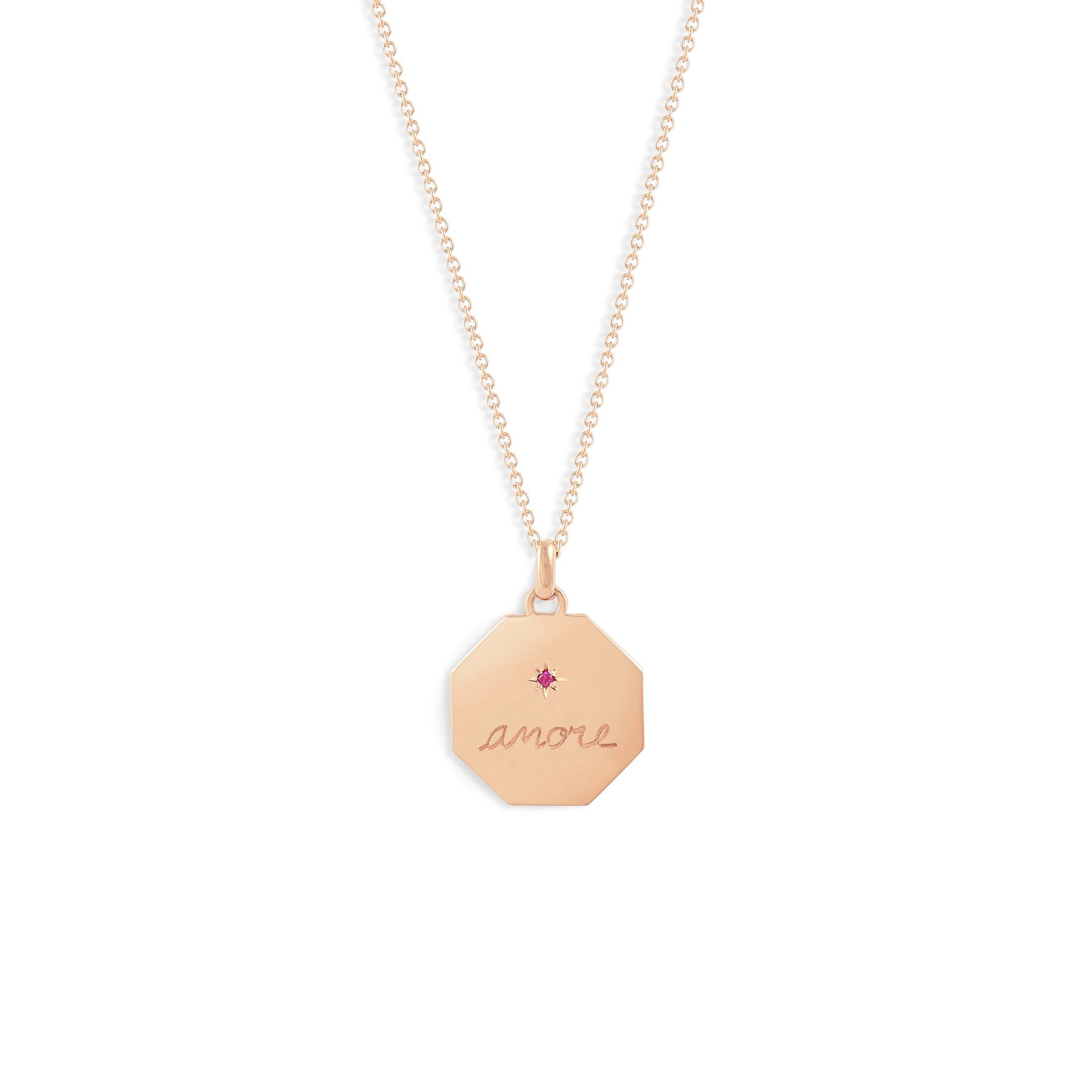 Médaille Amore Rouge - Or rose 18 carats et rubis