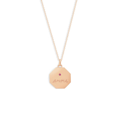 Médaille Amore Rouge - Or rose 18 carats et rubis