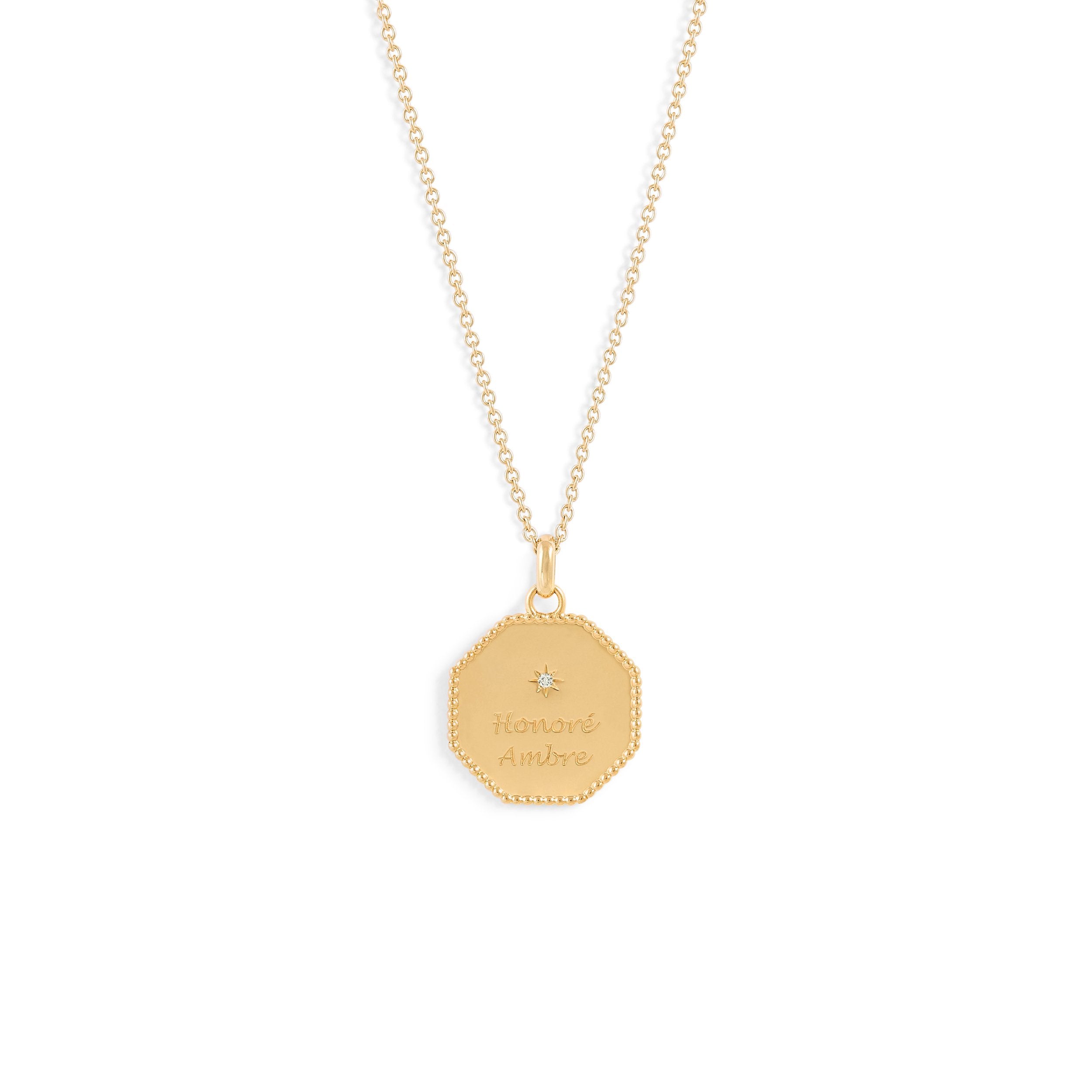 Médaille My Poinçon 22 perles d'or - Or 18 carats et diamant